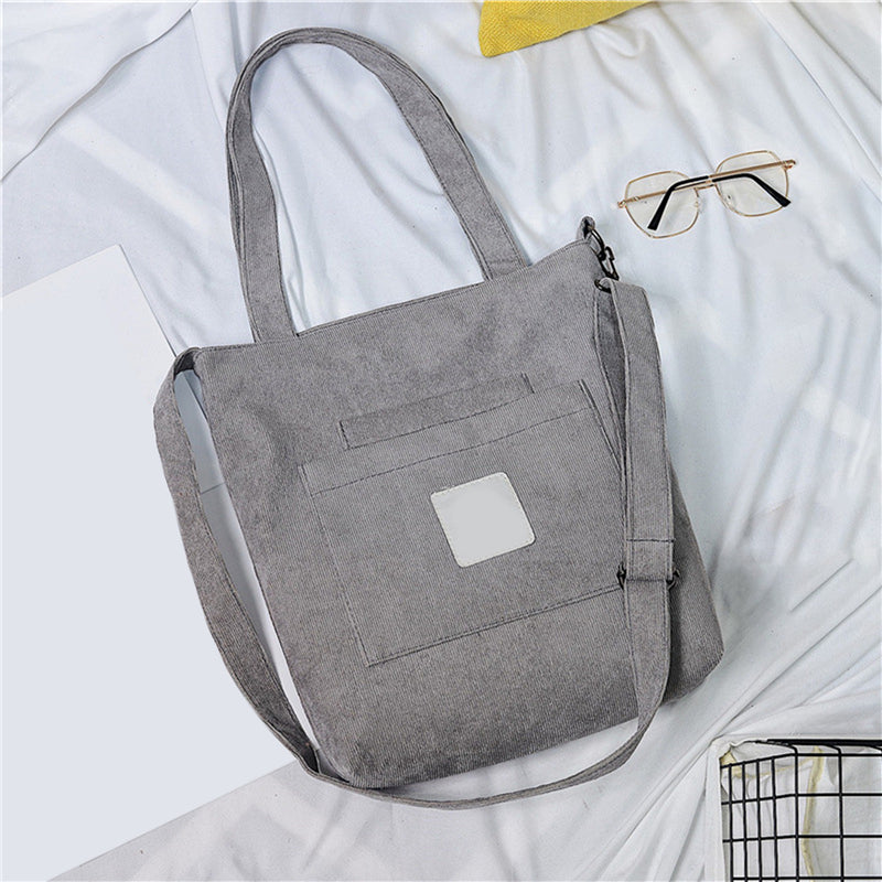 Women Quality Shoulder Bag Ladies Casual Corduroy Shoulder Bag Multipurpose Books Bag For Female Simple Shopping Bags MMM