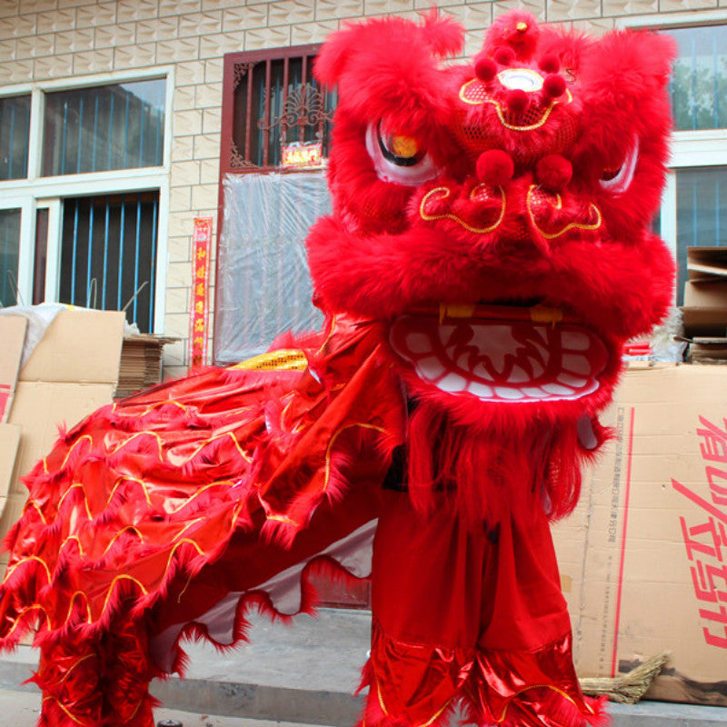 Mascot Costumes Wool Lion Dance Costume Double Adult Lion Dance Performance Equipments Fursuit Outfits Carnival Halloween Xmas Easter Ad Clo