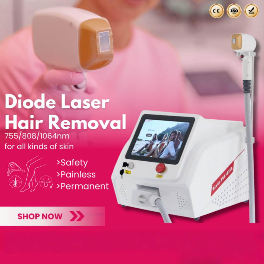 Portable 808nm Diode Laser 755nm 808nm 1064nm Wavelength Freezing Point Painless Permanent Alexandrite Hair Removal Suitable for home and beauty sal