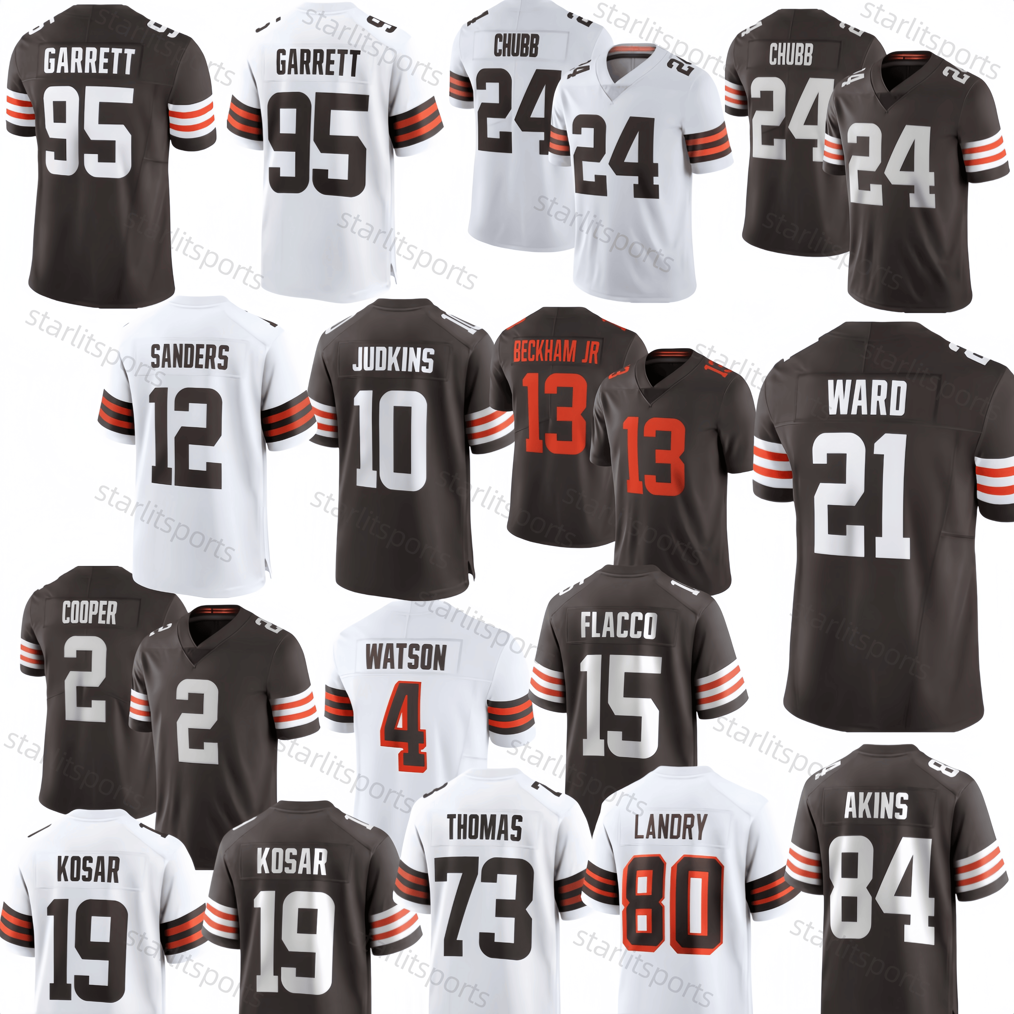 Denzel Ward Shedeur Sanders Quinshon Judkins Myles Garrett Joe Flacco Nick Chubb Watson Cooper Men-Women-Youth Custom Stitched Any Name Number footb