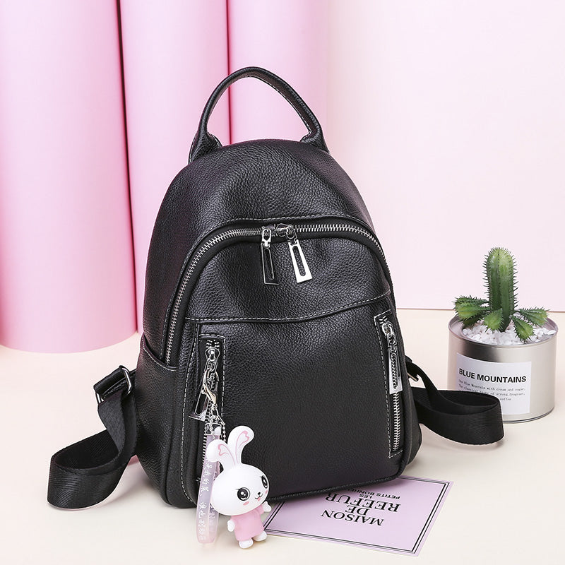 Soft PU Leather Women Backpack small Cute pendant backpacks for girls teenagers lady Shoulder Bag 2021 Daypack bagpack mochila L
