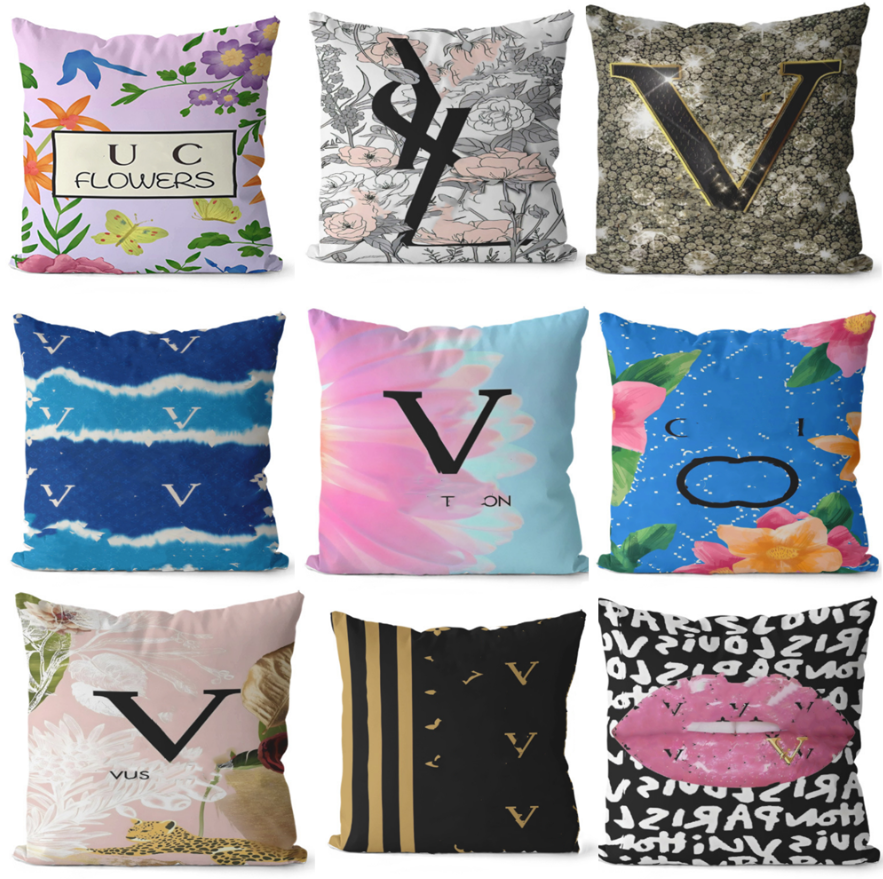 Fashion Designer Throw Pillow Letter Logo Home Pillow Cover Sofa Decoration Cushion 45-45cm Pillow Core Removable