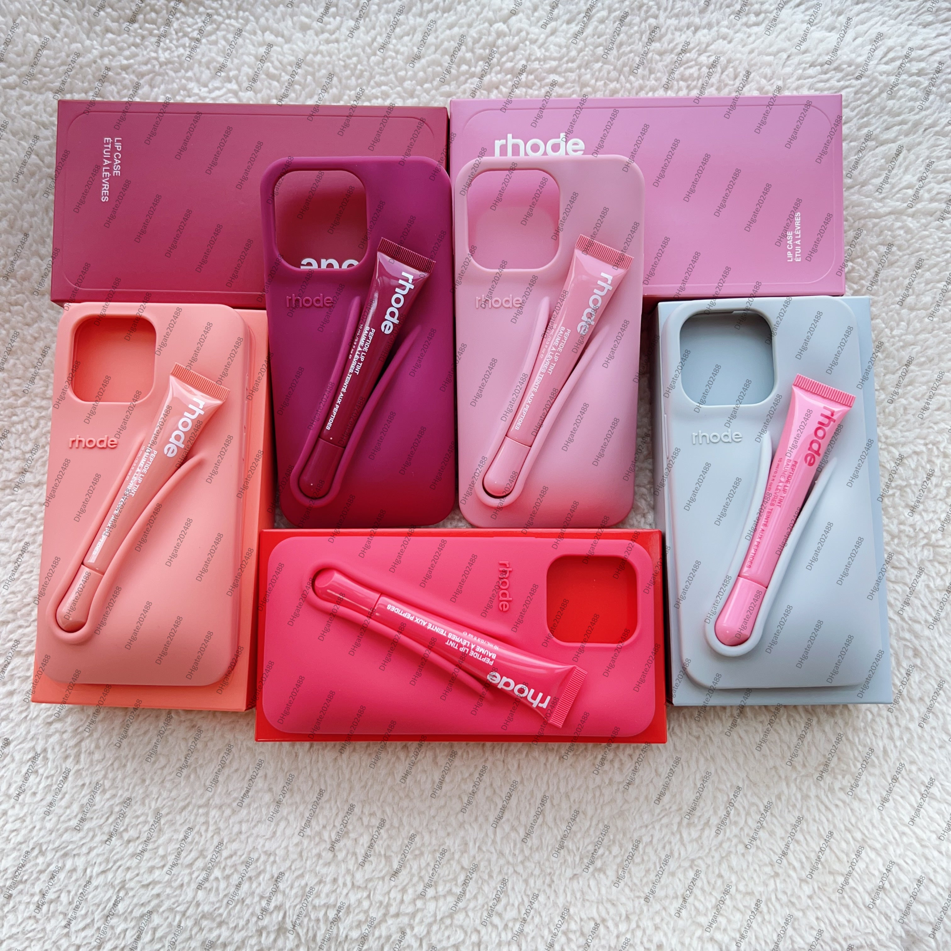 New Rhode Design Lip Gloss Lipstick Lip Balm 3D Make-Up Silicone Phone Case for iPhone 15 16 14 13 12 Pro Max Lipgloss Holder Cover