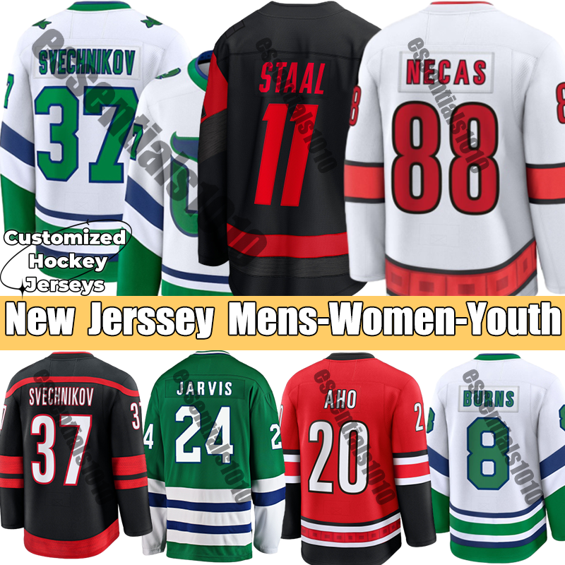 Hockey jersey hurricanessS Andrei Svechnikov Jarvis Seth Kochetkov Brent Burns Martin PyotrStaal Necas hartford whalers jerseys # 20 Sebastian Aho c