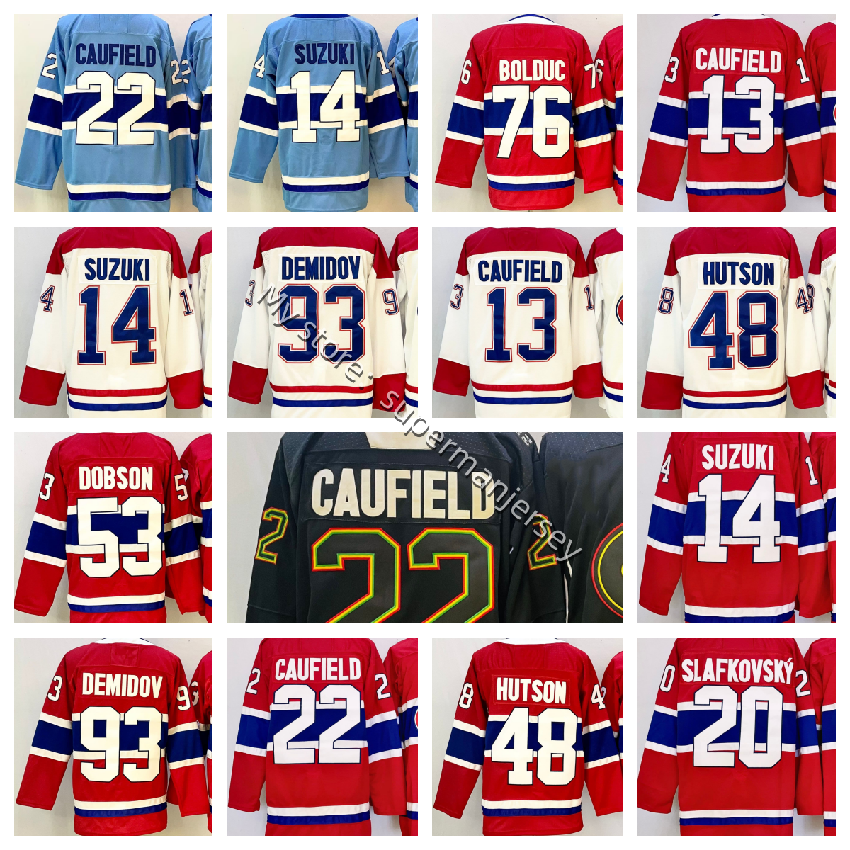 Cole Caufield montreal hockey jersey Nick Suzuki Lane Hutson Juraj Slafkovsky canadians jersey Ivan Demidov Patrik Laine Noah Dobson Arber Xhekaj je