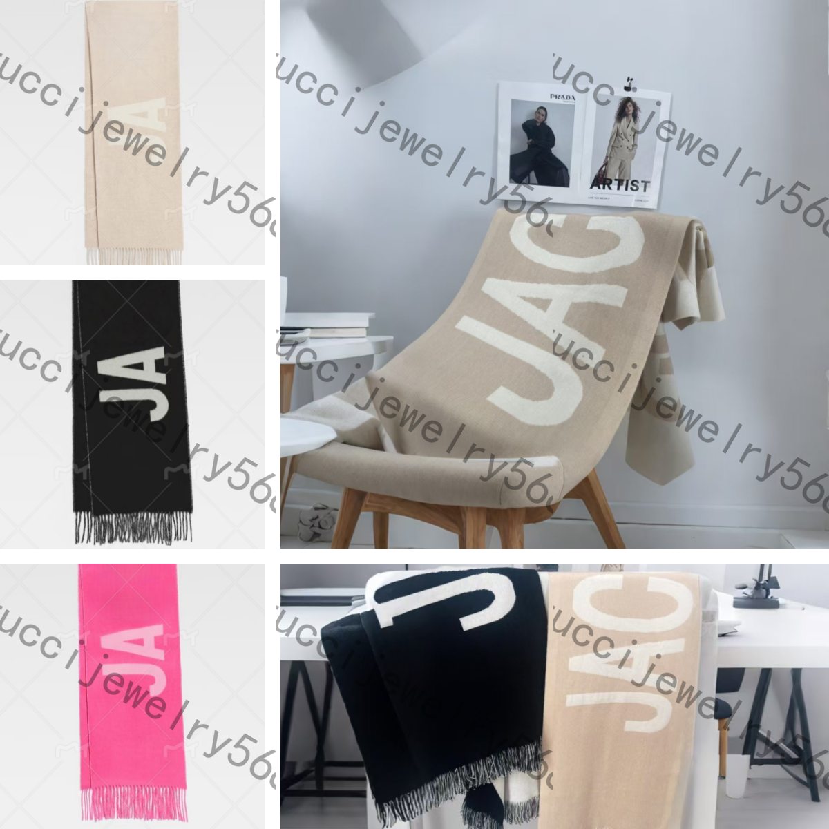 New Designer Women Scarf 100% cashmere Scarf shawl Stole Plain Embellished Soft and comfortable double-sided tassel letter scarf suitable for both w