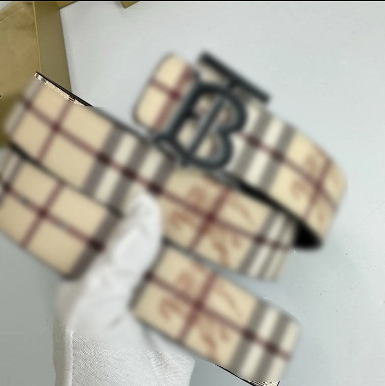 Designer bubbrry belt women&#039;s plaid new letter leather belt men&#039;s cowhide simple reversible casual belt business plaid trouser belt