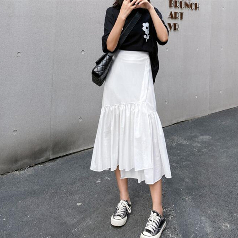 Blackday Womens Skirt Vintage Clothes Long Skirts White Harajuku Summer High Waist Streetwear 2020 Fashion flowy Spring Elastic Chiffon