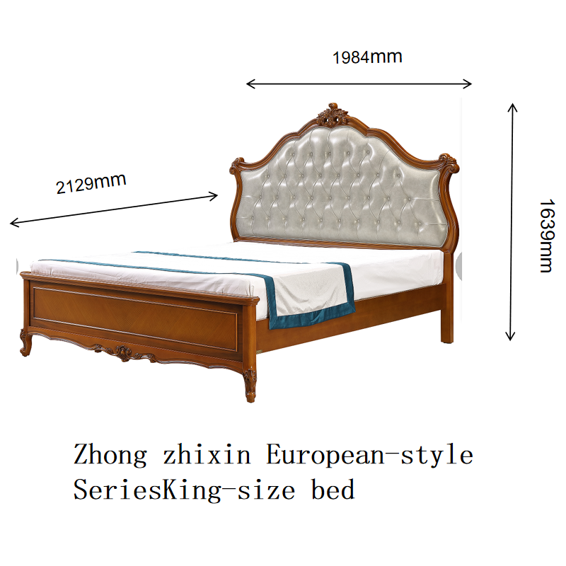 Zhong zhixin High-end designer luxury bedroom set crafted with solid wood and genuine leather