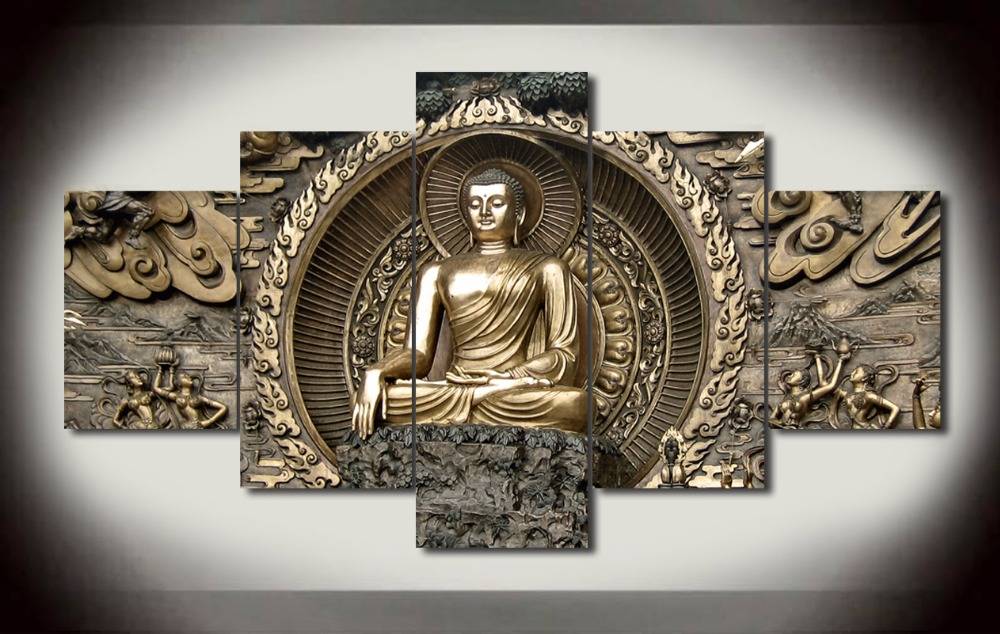 5 pieces Print Buddha Painting On Canvas Art picture For Living room wall decor Home decor wall art Painting No Frame