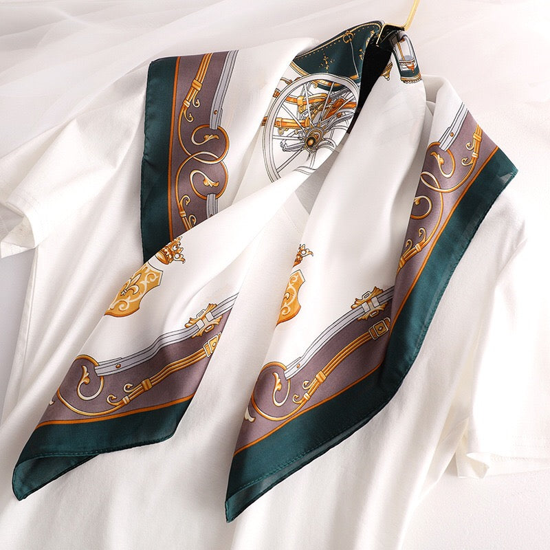 Luxury Silk Satin Head Scarf For Women Fashion Kerchief Print Hair Scarfs 70cm Square Headband Neck Scarves For Ladies Dropship