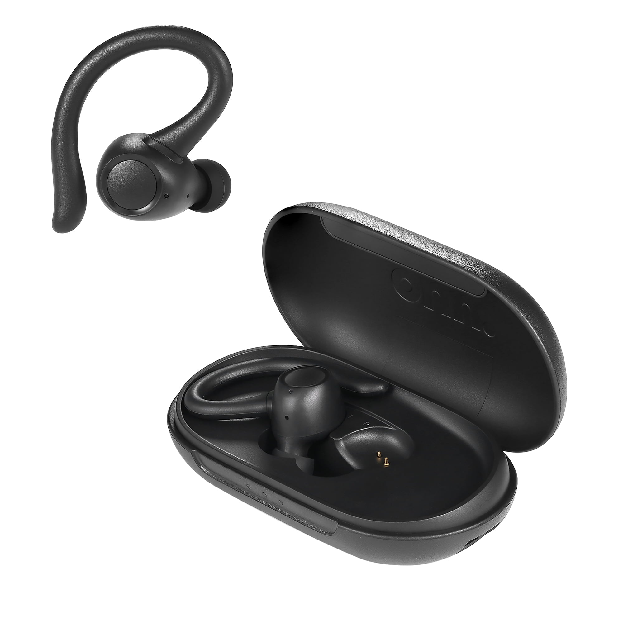 onn. True Wireless Headphones with Charging Case Black