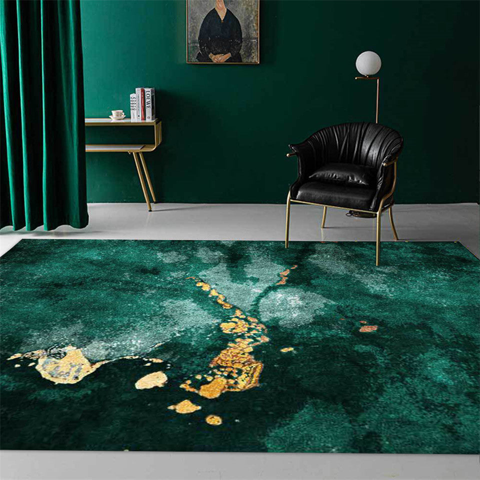 Modern Luxury Dark Green Abstract Carpet Living Room Simple Marble Pattern Area Rug Decoration For Bedroom Floor Mat Anti-slip