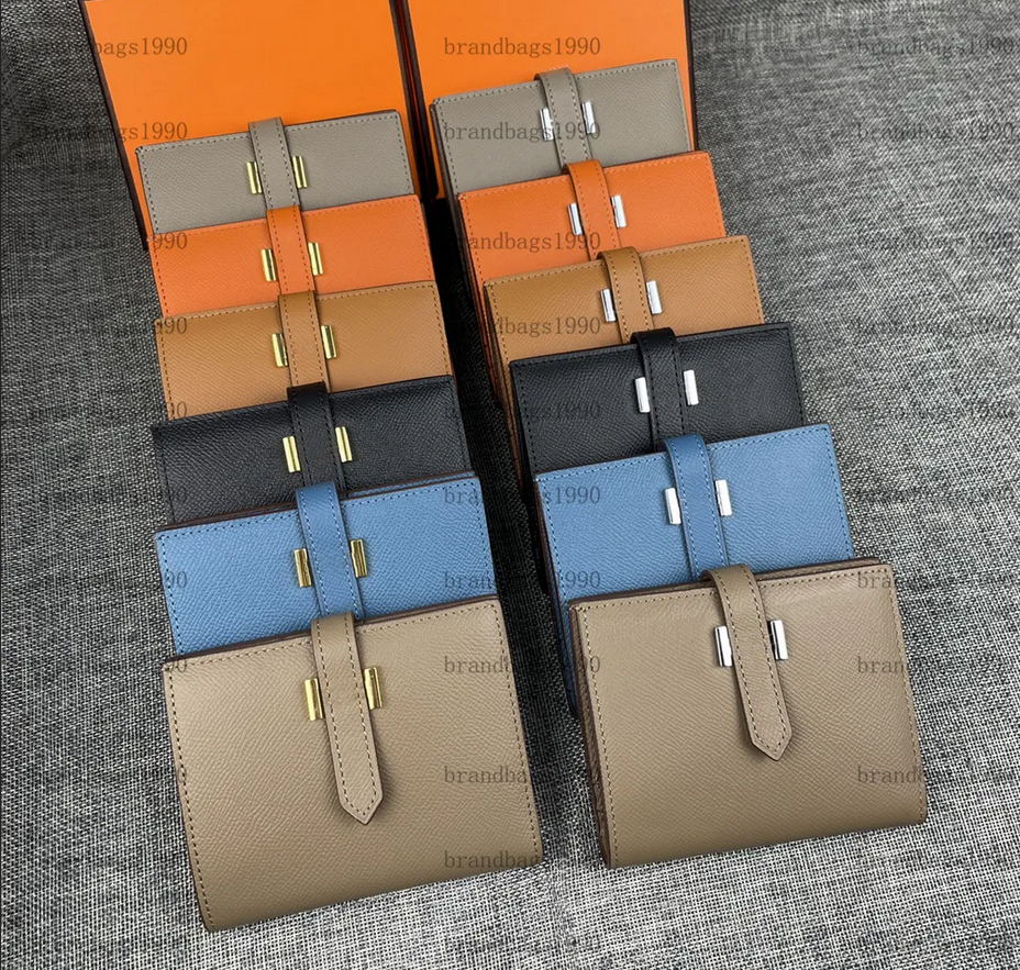 Designer Purse Espom Cowskin woman Wallets Silver Buckle Whole cowskin Card holders Bags fashion Genuine leather Short wallet For lady Come With Box