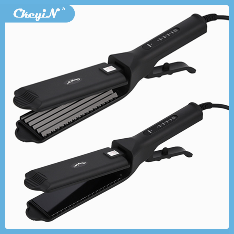 Fast Heating Hair Straightener Ceramic Perm Corrugated Hair Curler Waver Crimper Corn Wide Plate Adjustable Flat Iron