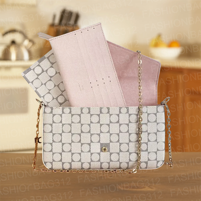 3-piece chain bags designer bags luxury women&#039;s wallets credit card holders crossbody underarm bags, clutches messenger bags large-capacity tot