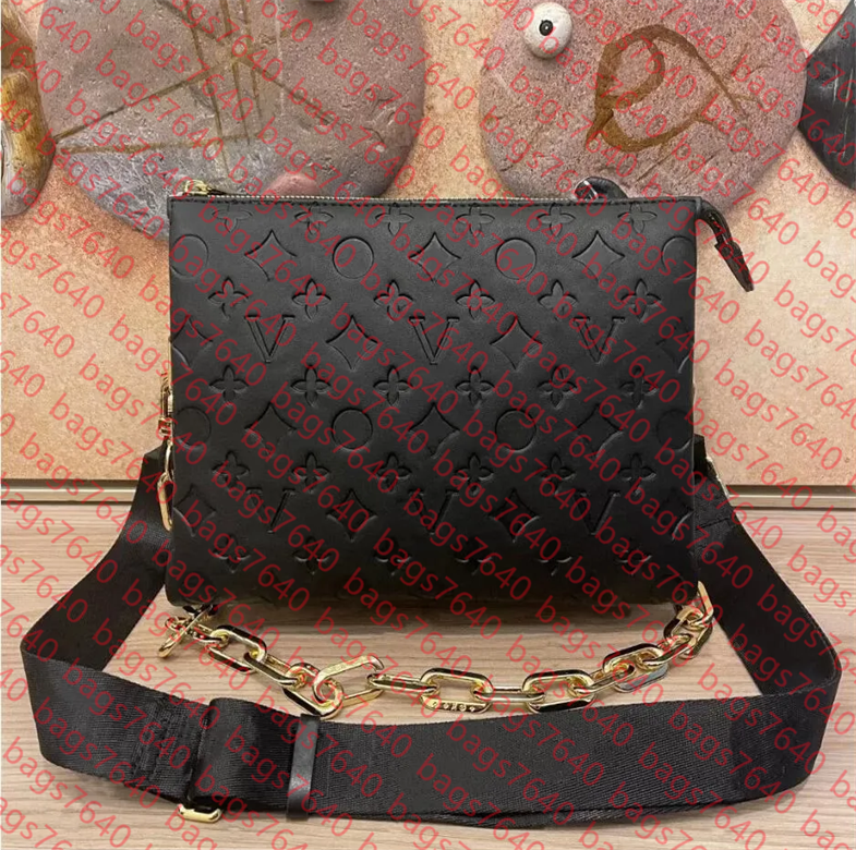Designer bag Womens Coussin PM Shoulder Bags Crossbody Bag Chain tote bag Leather Handbag Purse pouch Wide straps embossing Letters W057