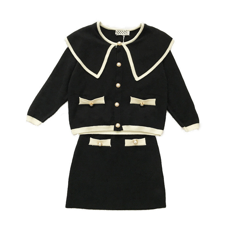 children fall outfit 2021 kids knitting clothing set baby girl autumn winter clothes suit sweater+skirt girls outfits