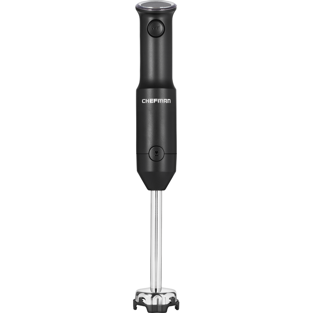 Chefman Cordless Handheld Immersion Blender, Variable Speed, Stainless-Steel Blade w Pan Guard, BPA-Free, Matte Black