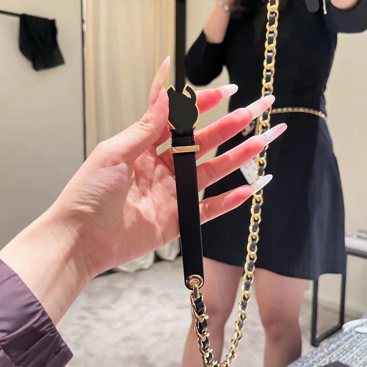 Designer Chain Belt High Quality Waist Chain Belt Pearl Metal Gold Silver Black Belt Width 1.5cm Waist Belt Premium Leather Chain Fashion Belt With