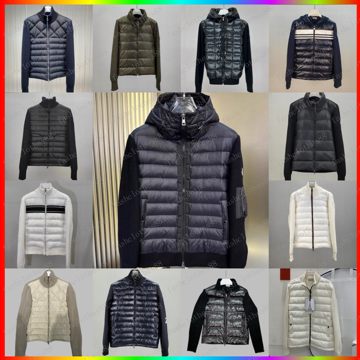 Designer Mens Down Parkas Men&#039;s Embroidered Badge Stand Collar Knitted Splice Sweater Lightweight Women Down Jacket Sweater Casual Jacket Fluff