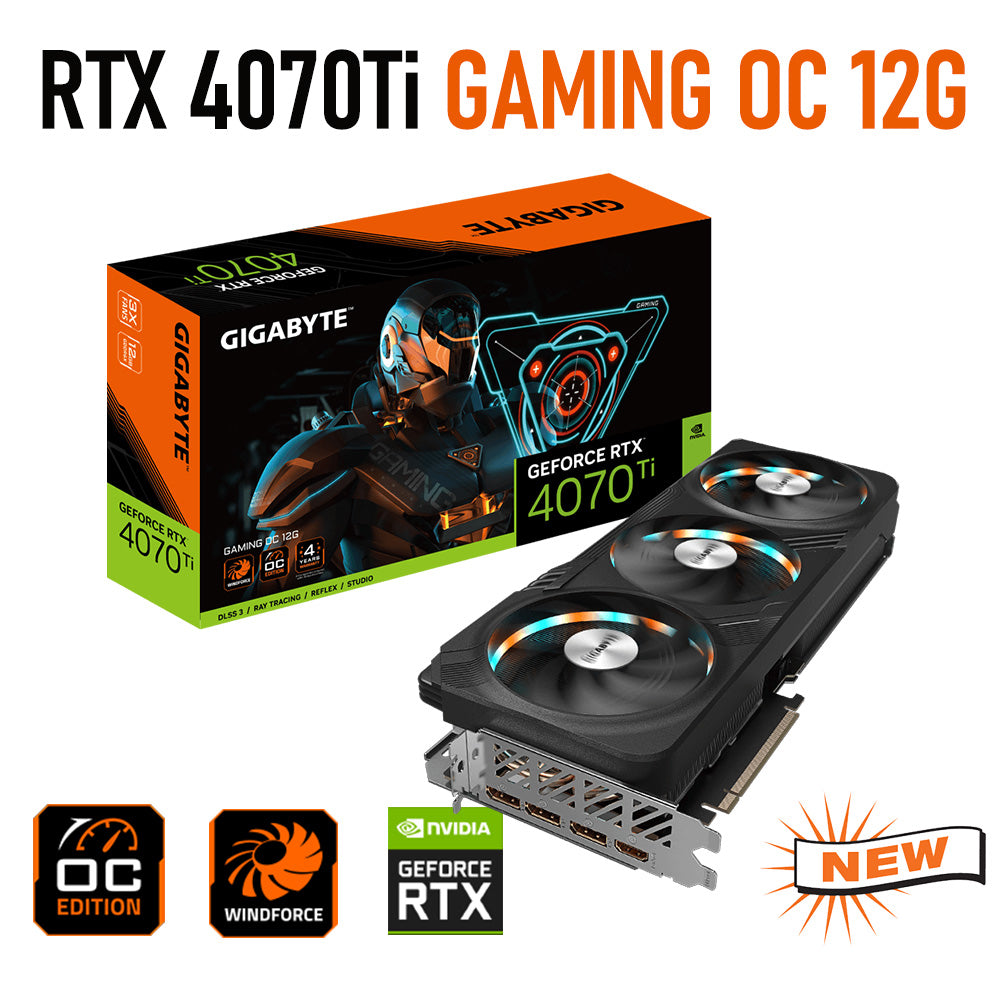 Gigabyte GeForce RTX 4070 Ti Graphics GAMING OC 12G NVIDIA RTX 40 Series GPU 21000MHz GDDR6X PCI Express 4.0 Desktop 192Bit New