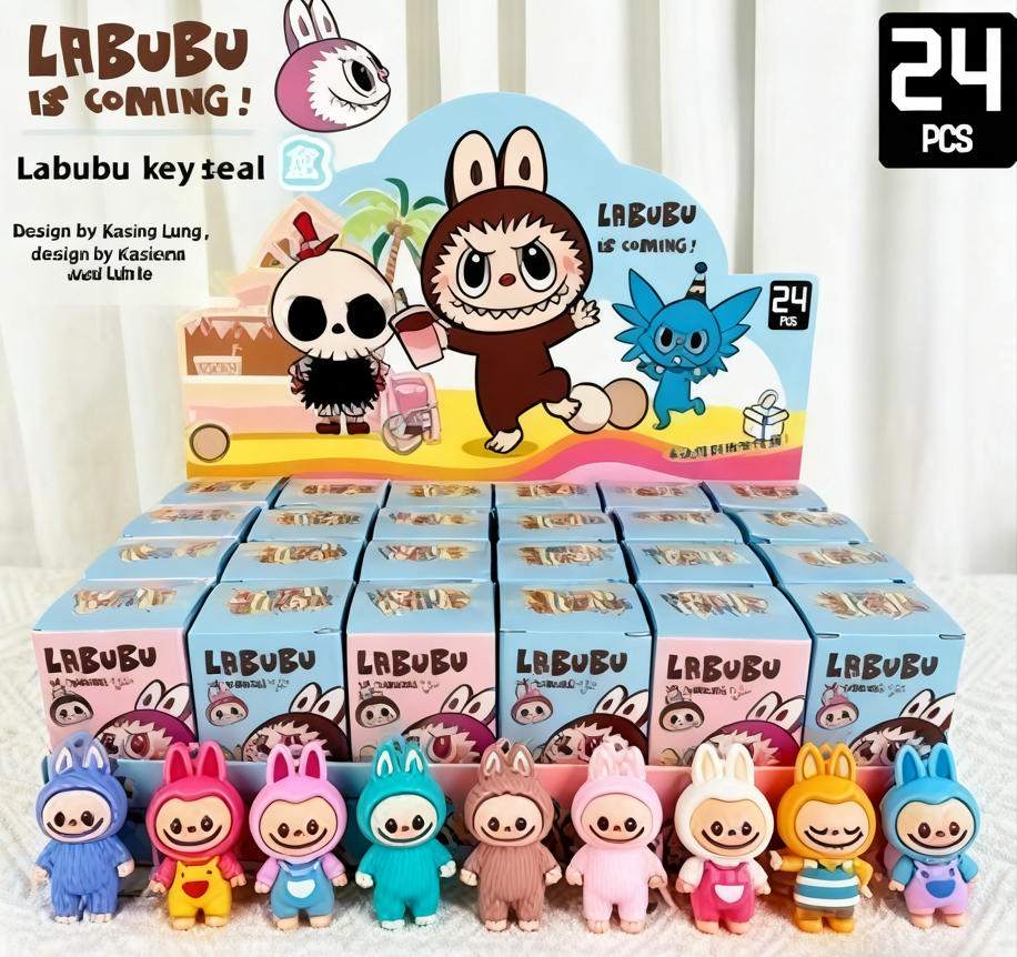 24 Labubu blind pattern dolls PVC small pendant trend cute Kawaii cartoon keychain mysterious box decoration