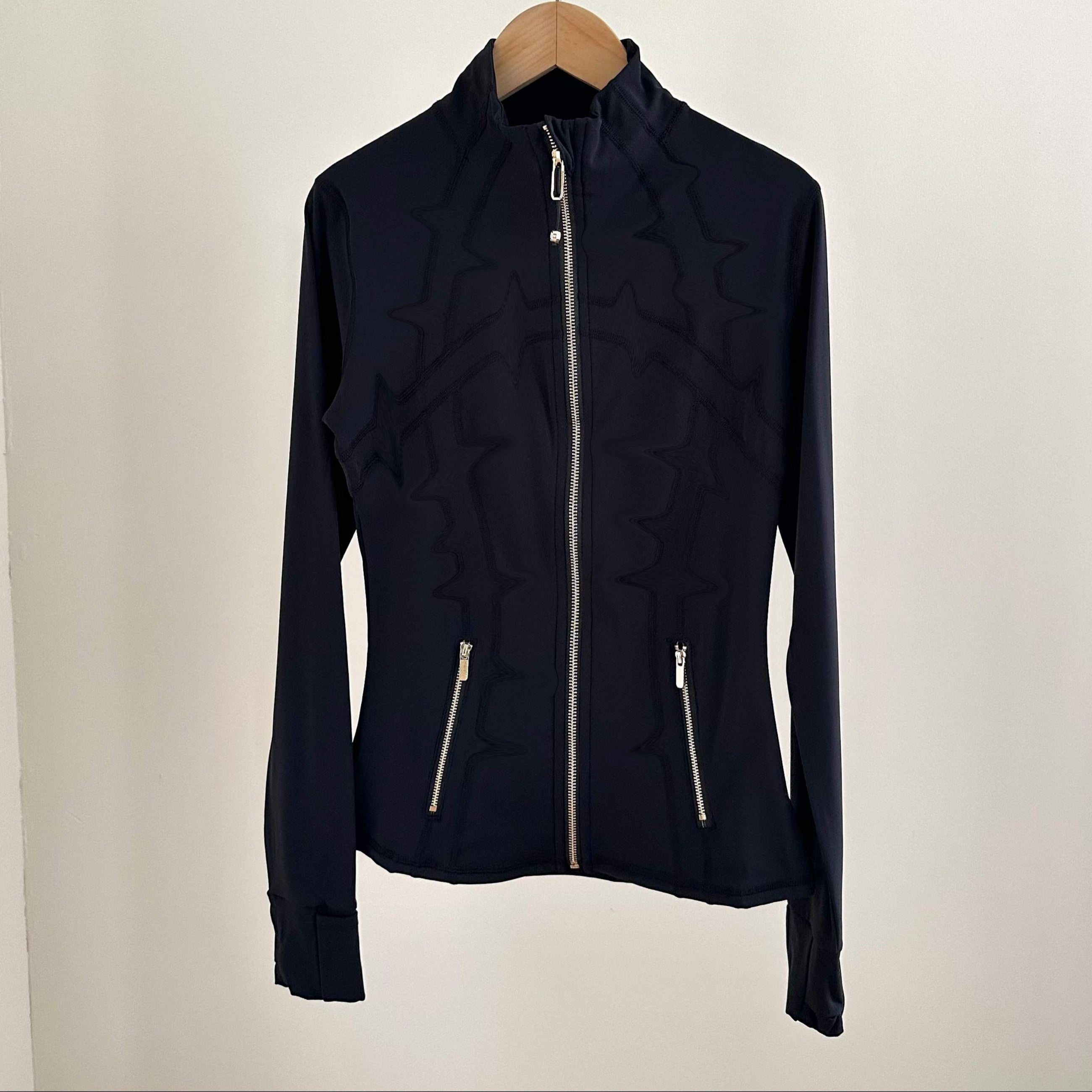 (Order by pic in opt, not by desc) Women&#039;s Slim-Fit Jacket with Gold Zipper & Stand Collar - Stylish Fitted Outerwear