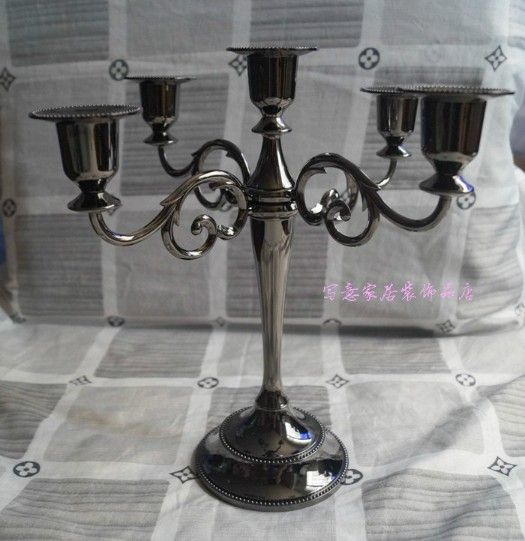Free shipping Black color 5-arms candelabra for wedding or events, 27cm height metal candle holder, Christmas candle stick
