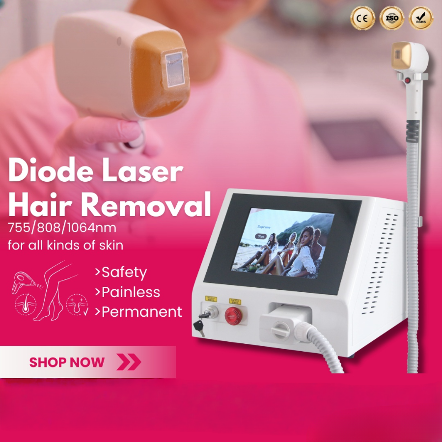 Professional Alexandrite Laser Hair Removal 808nm 3 wavelength Diode Laser Epilation Portable Machine Suitable for home and beauty salon