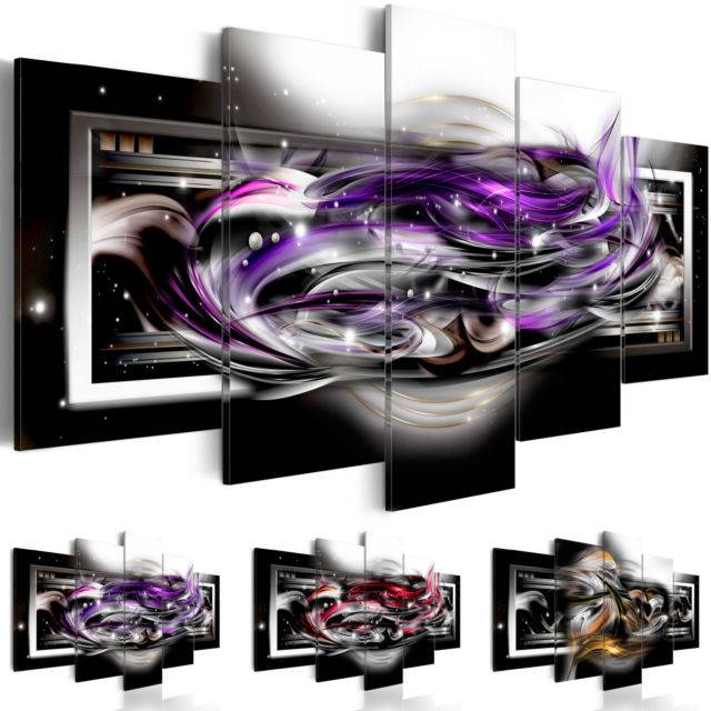 Abstract Canvas Wall Decoration Poster Black and Red Art Print 5 Panels HD Printed for Home Decor Room Wall Pictures ,(No Frame)