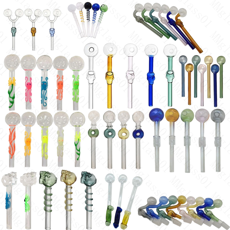 12 Styles Colorful transparent Glass Oil Burner Bubbler Pipes 10cm 12cm 14cm 18cm Smoking Dab Burners Pryex Clear Well Popular Smoke Pipes Accessori