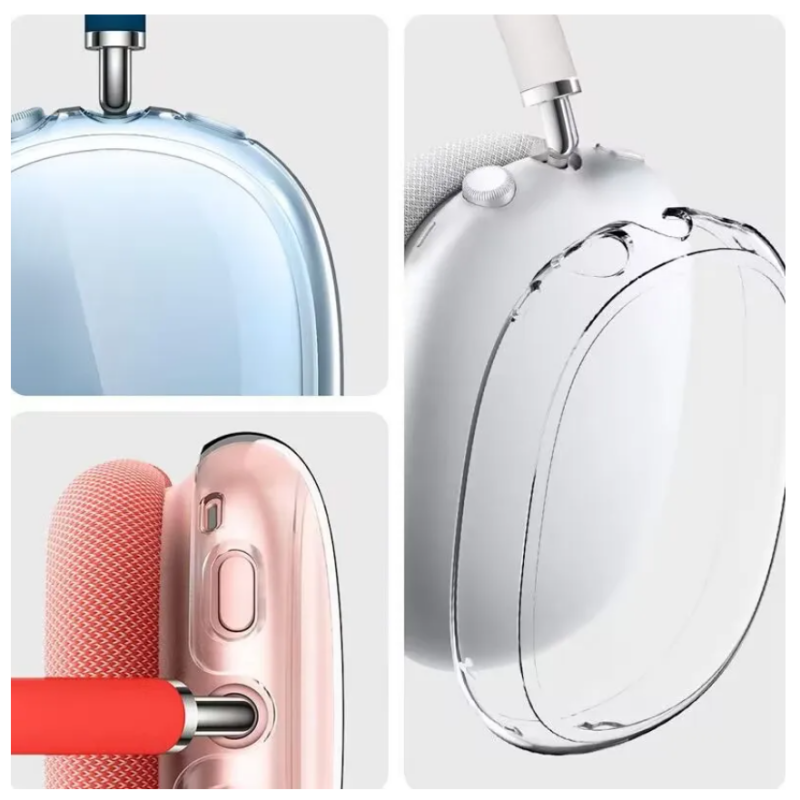 For Apple AirpodsPro Max ANC Metal bluetooth Headphone Accessories Transparent TPU Solid Silicone Waterproof