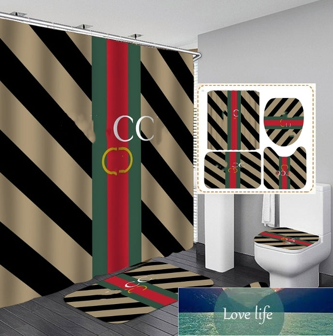 Wholesale Top Casual Floral Printed Shower Curtains Water Absorbent Floor Mat Non Slip Designer Toilet Seat Cushion Curtain Home Bathroom Decor 4 Pi