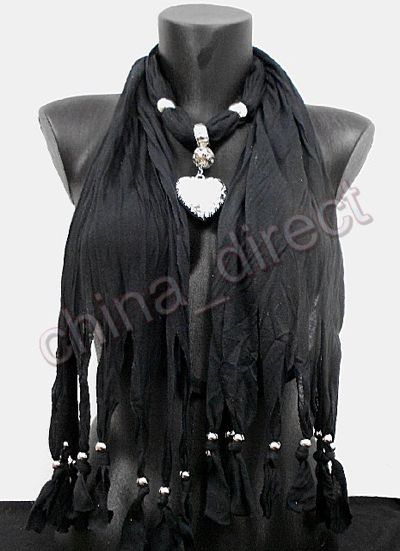 Plain Solid color Pendant Scarf Neck Scarves jewelry NECKLACE PENDANTSCARF 14pcs-lot #1738