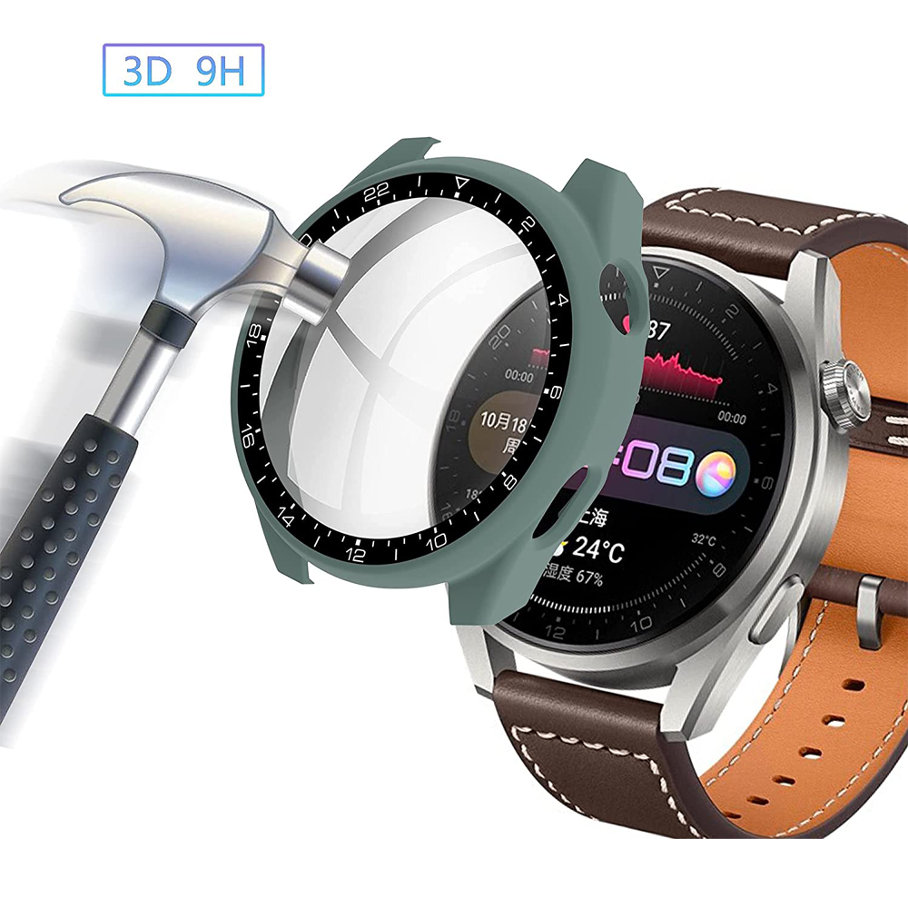 Tempered Glass+Case for Huawei Watch 3 Pro 48mm Bumper Shell Matte PC All Around Protector cover Huawei Watch 3 Screen Protector