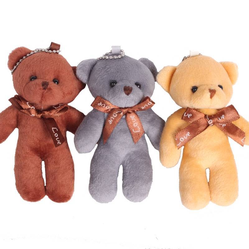 12Pcs-Lot Soft Stuffed Bear Plush Toys Mini Teddy Bear Dolls Toy Small Gift Party Wedding Keychain Bag Pendant Teddy Key Chain