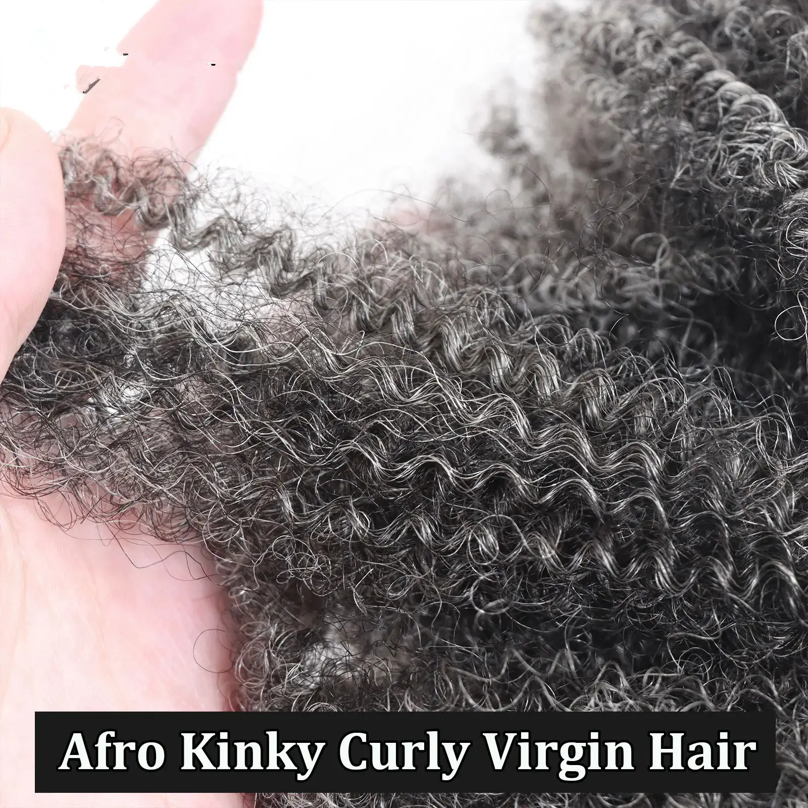 Salt and pepper hair bulk afro kinky curly raw virgin gray human hair for brading 100g-pack ,grey braiding hair