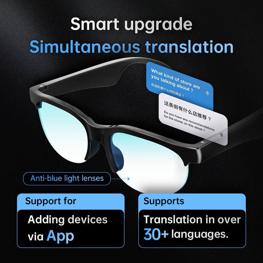 w/DeepSeek MiZEAN AI Smart Glasses Voice Real-Time 30L Translation UV400 Eye Protection, Music/Call Control Lightweight Ergonomic Design & App Sync