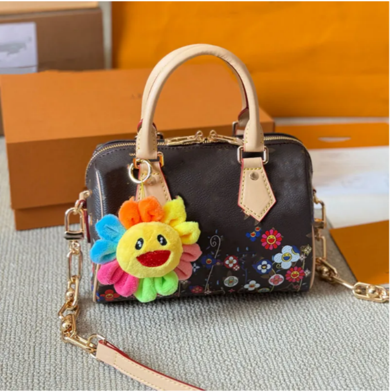 25ss Sun Flower Leather women Crossbody Bags Messenger Purse Luxurys Designers Bags Handbag Wallets Bag Card Holder pouch Laptop Bag 20cm