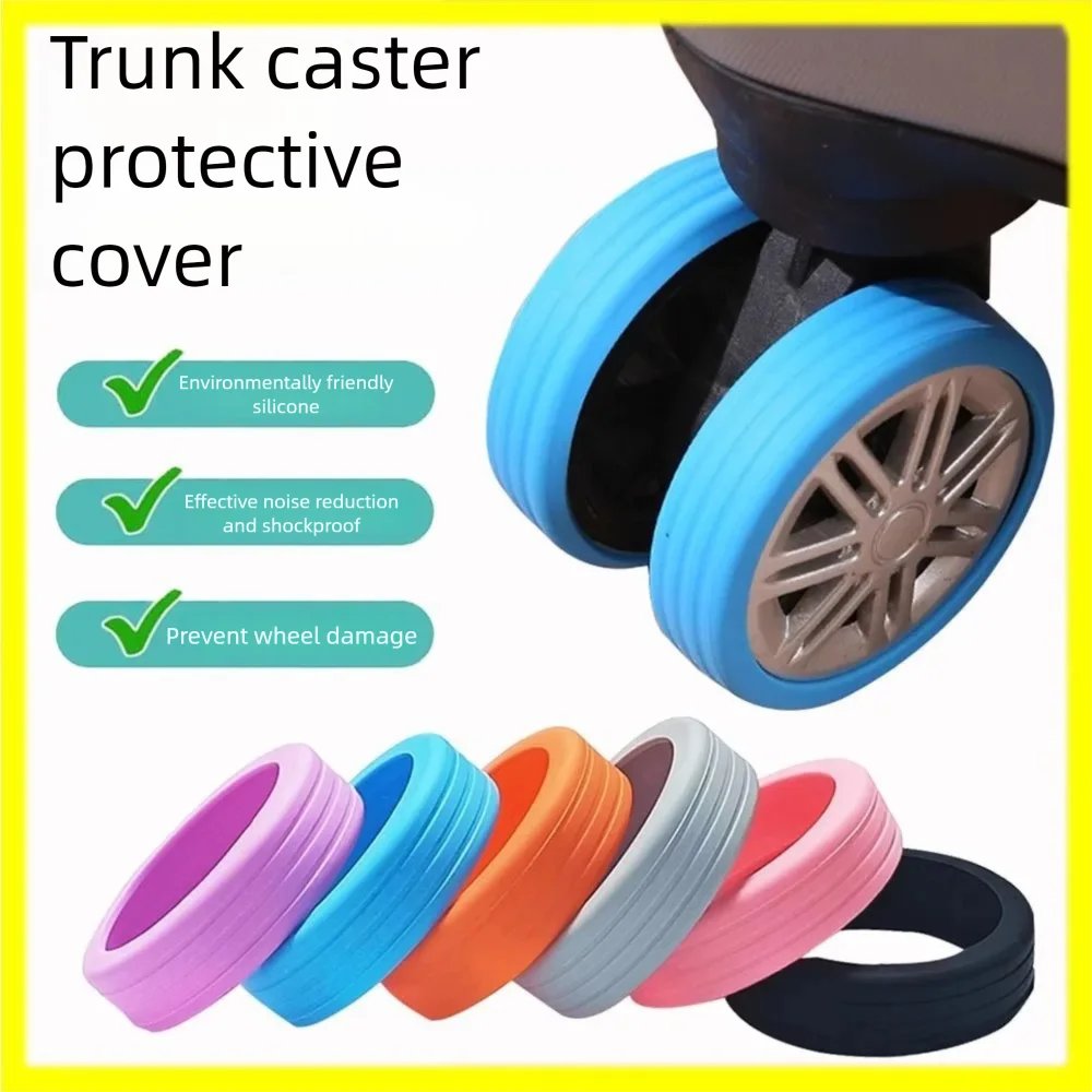 8pcs-set Travel Luggage Caster Shoes Silicone Suitcase Wheels Protection Cover Reduce Noise Trolley Box Casters Cover