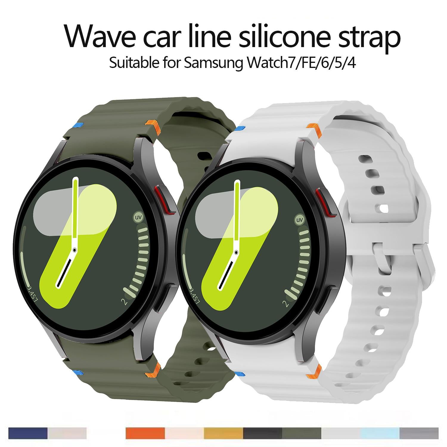 Suitable for For samsung galaxy watch7 FE-6-5-4 classic wave car line silicone sport band