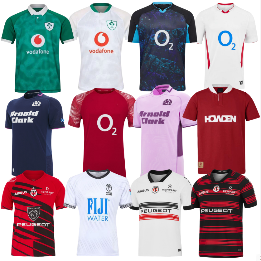 EnglandES and Irish Lions jerseys Fiji 2025 2026 Toulouse RUGBY shirts Ireland Training uniform home away sleeve retro Scotland