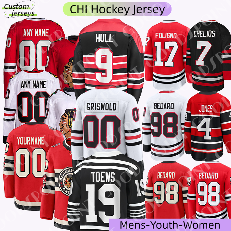 CHI hockey jersey #98 Bedard jerseys Ryan Donato Jersey Teuvo Teravainen Artyom Levshunov Jonathan Toews jersey Pat Maroon Seth Jones Vlasic 2025 me