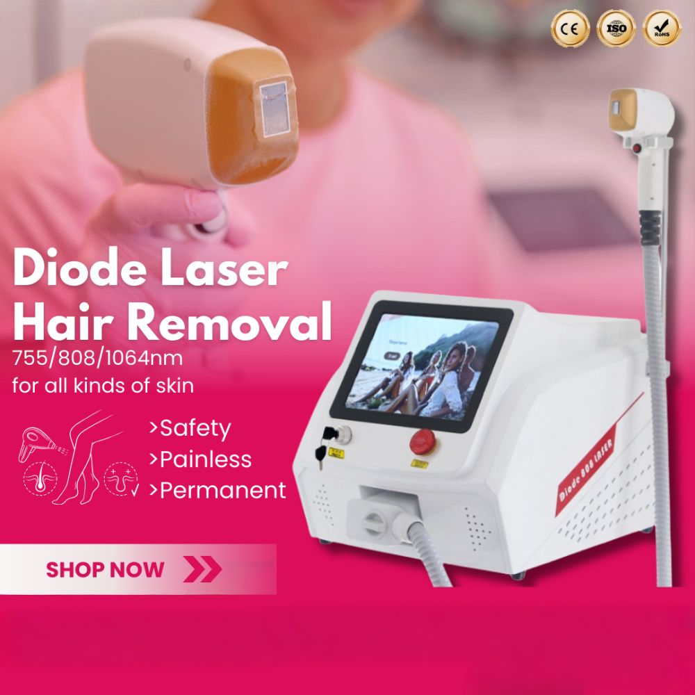 808nm Professional Diode Laser Hair Removal Machine 3 Wavelength 755nm 808nm 1064nm Ice Platinum Permanent Depilation ALL Skin