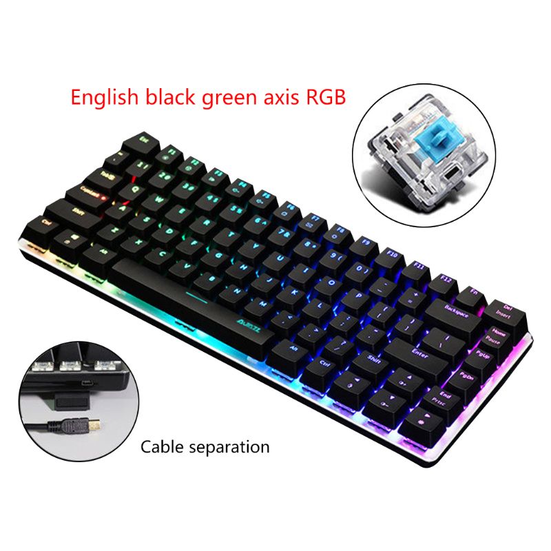 2020 NEW AK33 82 Keys Mechanical Keyboard Russian-English Layout Gaming Keyboard RGB Backlight Wired Keypad L29K