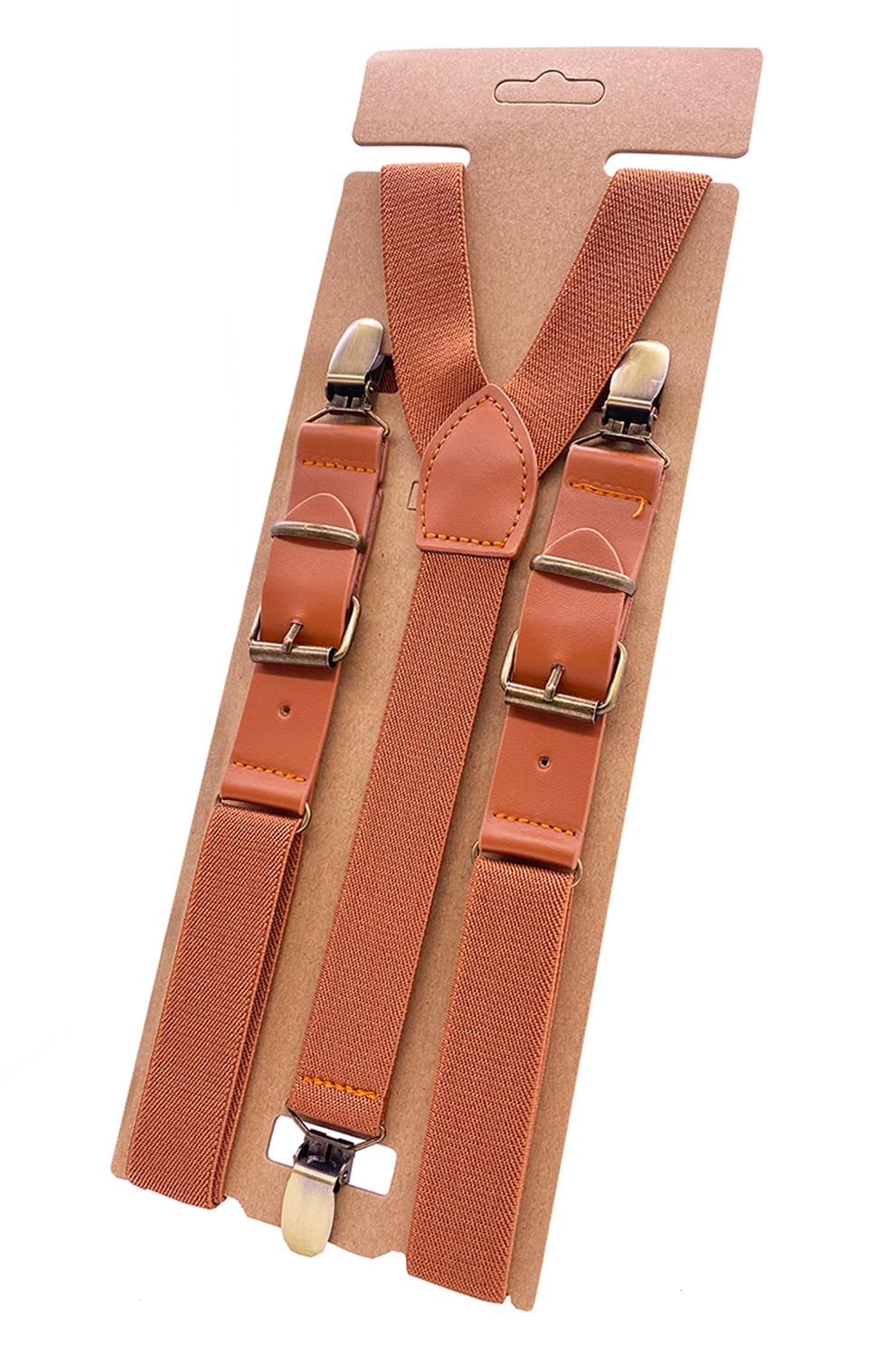 Leather Suspenders for Men with 3 Bronze Metal Clip Vintage Retro Braces Formal Business Wedding Dress 1920s Suspenders