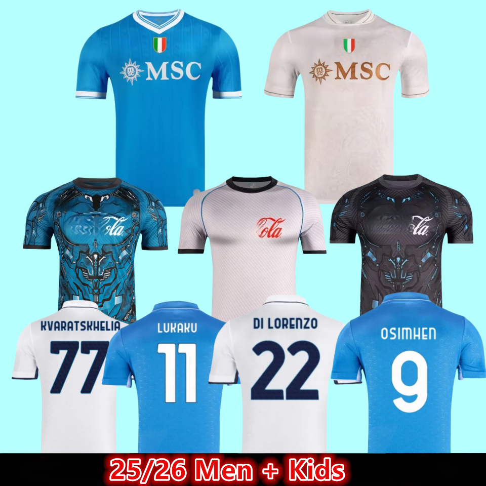 napoli 25 26 jersey McTOMINAY maglia napoli Soccer Jerseys M. OLIVERA ssc napoli kit Football shirts home away kids Naples 25 Training KVARATSKHELIA