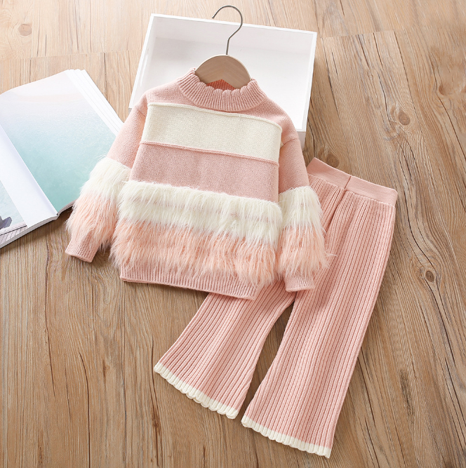 Cute Baby Girls Clothing Sets Autumn Winter Girl Knitted Tassels Sweaters+Pants 2pcs Set Kids Suit Children Outfits 2-7 Years
