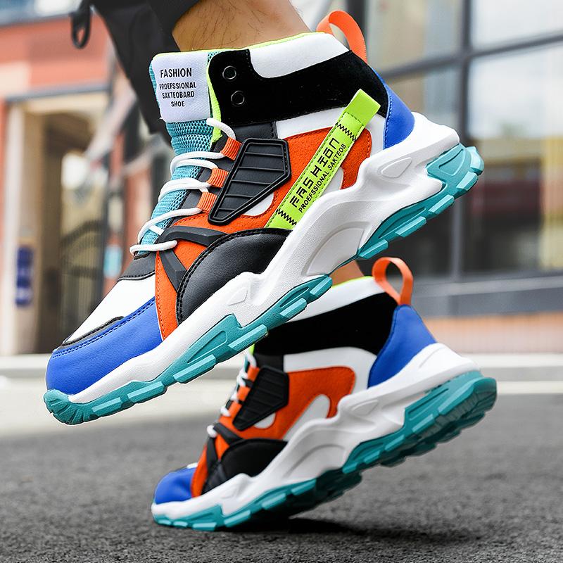 Men Vulcanize Shoes Running Outdoor High-Top High Quality Sports Footwear Youth Trend Chunky Walking Sports Sneakers Men Shoes M